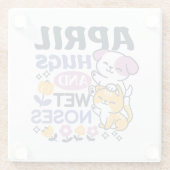 Knuffels en natte neuzen - Schattigee honden- en k Glazen Onderzetter (Achterkant)