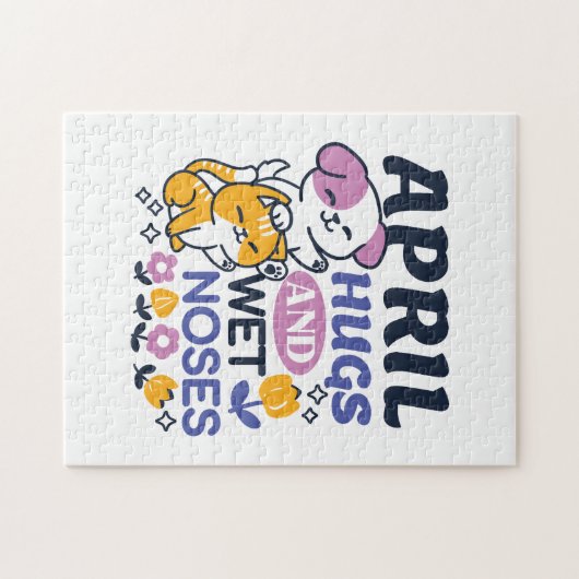 Knuffels en natte neuzen - Schattigee honden- en k Legpuzzel (Horizontaal)