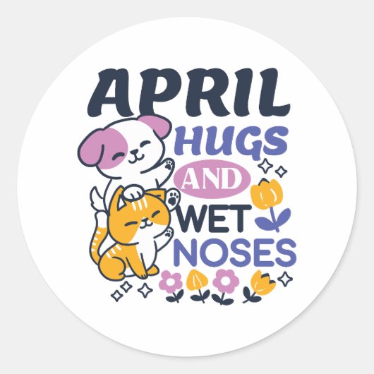 Knuffels en natte neuzen - Schattigee honden- en k Ronde Sticker (Voorkant)