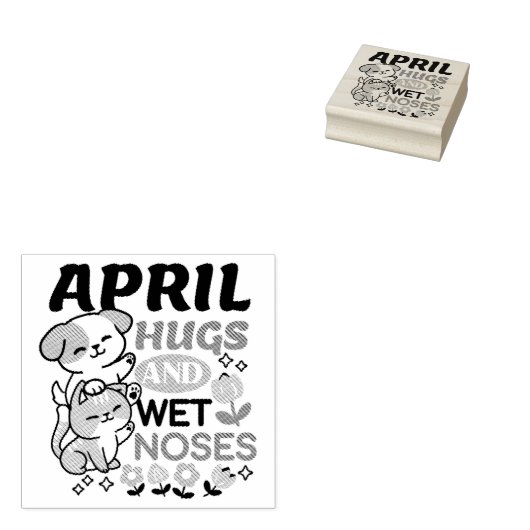 Knuffels en natte neuzen - Schattigee honden- en k Rubberstempel (Gestempeld)