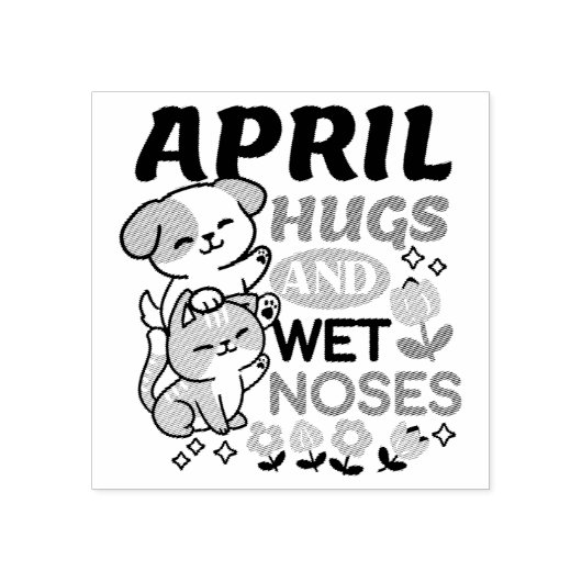 Knuffels en natte neuzen - Schattigee honden- en k Rubberstempel (Afrduk)