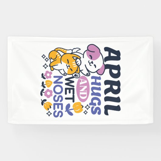 Knuffels en natte neuzen - Schattigee honden- en k Spandoek (Horizontaal)