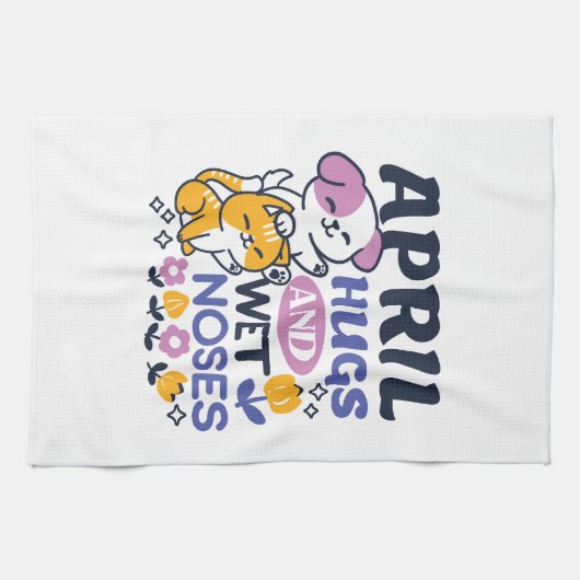 Knuffels en natte neuzen - Schattigee honden- en k Theedoek (Horizontaal)