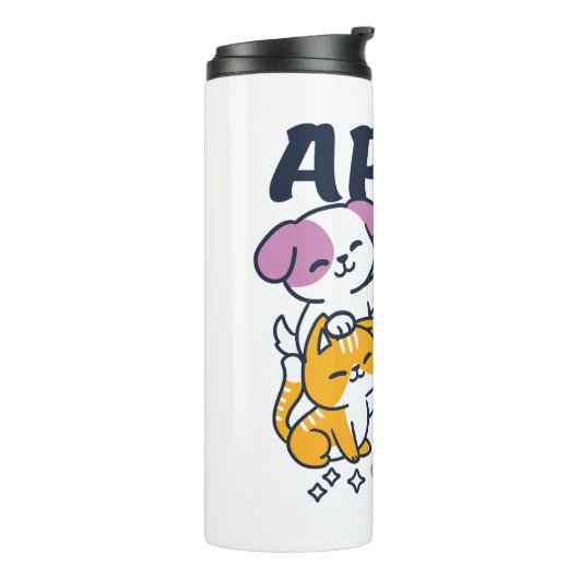 Knuffels en natte neuzen - Schattigee honden- en k Thermosbeker (Gedraaid links)