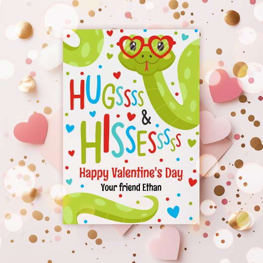 Knuffels en sissen Snake Valentijn Classroom Kaart
