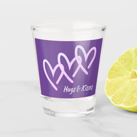 Knuffels & Kisses Paarse Heart Shot Glass Shot Glas (Voorkant)