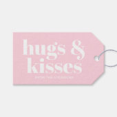 Knuffels & kisses roze wit moderne vet typografie cadeaulabel (Voorkant (Horizontaal))