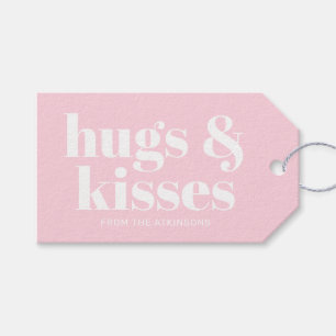 Knuffels & kisses roze wit moderne vet typografie cadeaulabel