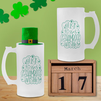 Knuffels, Kisses & Shamrock Wensen St. Patrick's D Matglas Bierpul