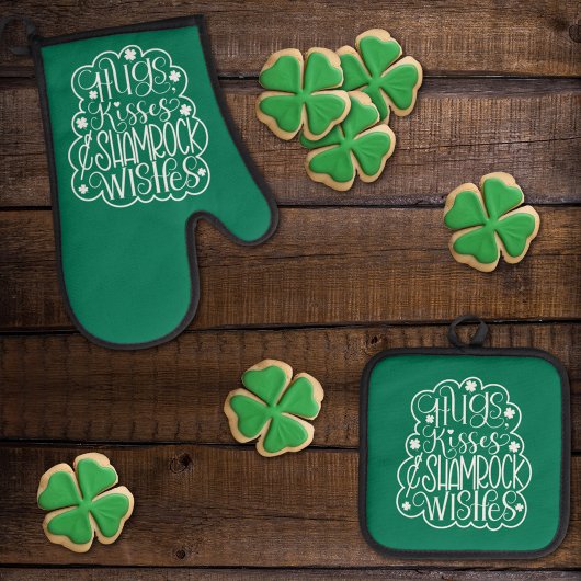 Knuffels, Kisses & Shamrock Wensen St. Patrick's D Ovenwant & Pannenlap Set