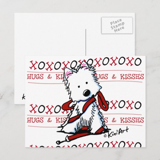 Knuffels & Kisses Westie Briefkaart (Voorkant / Achterkant)