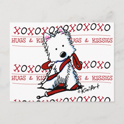 Knuffels & Kisses Westie Briefkaart (Voorkant)
