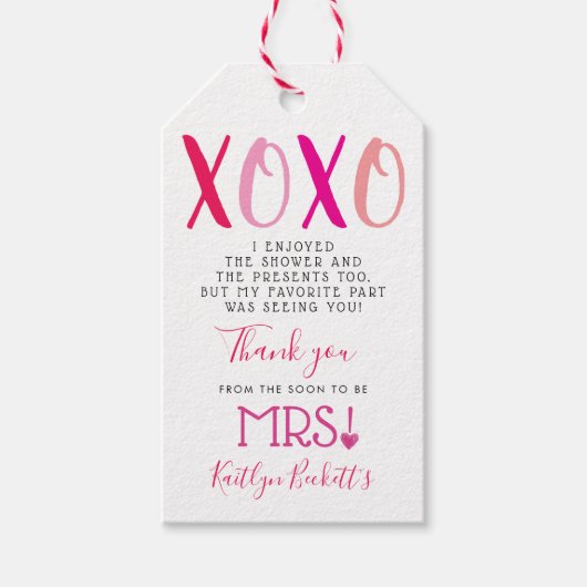 Knuffels & Kisses (XOXO) Valentijnsdag Vrijgezelle Cadeaulabel (Voorkant)