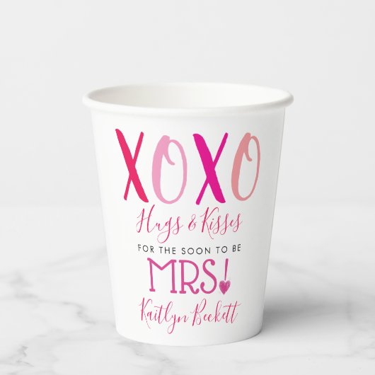 Knuffels & Kisses (XOXO) Valentijnsdag Vrijgezelle Papieren Bekers (Achterkant)