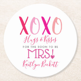 Knuffels & Kisses (XOXO) Valentijnsdag Vrijgezelle Ronde Kartonnen Onderzetter