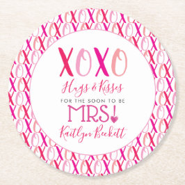 Knuffels & Kisses (XOXO) Valentijnsdag Vrijgezelle Ronde Kartonnen Onderzetter