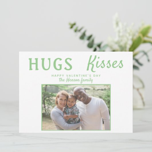 Knuffels & Kusjes Groene Valentijnsdag Fotokaart Feestdagenkaart (Staand voorkant)