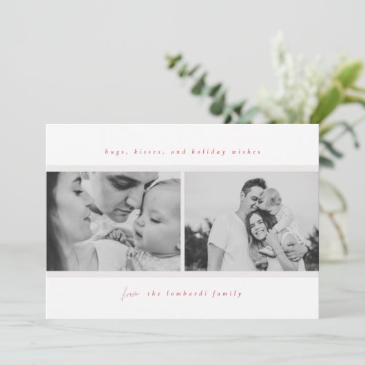 Knuffels, kusjes, vakantiewensen rood aankondiging (Staand voorkant)