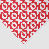 Knuffels & Kusjes Wit Xs & Os op Rode Achtergrond Tissuepapier (Detail)