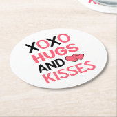 Knuffels Kusjes XOXO Roze Zwart Trouwen Vrijgezell Ronde Kartonnen Onderzetter (Gebogen)
