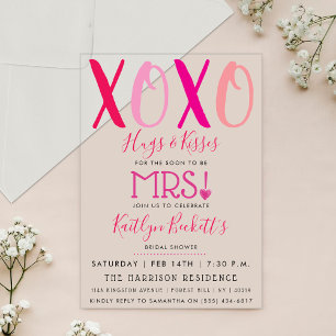 Knuffels & Kusjes (XOXO) Valentijnsdag Bruidsfeest Acryl Uitnodigingen