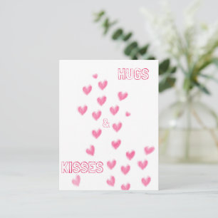 KNUFFELS & KUSSES - Mooie Roze Waterverf Harten  Briefkaart