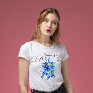 Knuffels Liefde en Vreugde, blauwe bloemen T-shirt