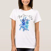 Knuffels Liefde en Vreugde, blauwe bloemen T-shirt (Voorkant)