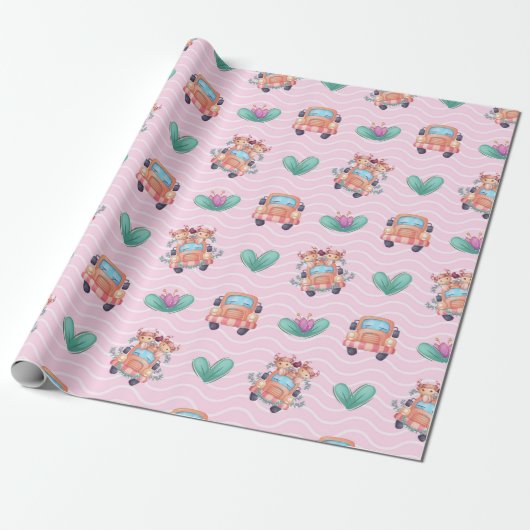 Knuffels Liefde Truck Patroon Cadeaupapier (Uitgerold)