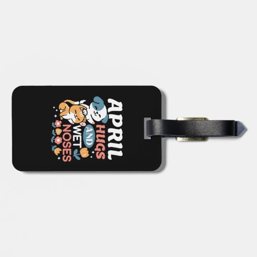 Knuffels, natte neuzen en voorjaarsvibes - speels  bagagelabel (Achterkant horizontaal)