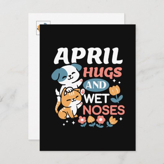 Knuffels, natte neuzen en voorjaarsvibes - speels briefkaart (Voorkant / Achterkant)