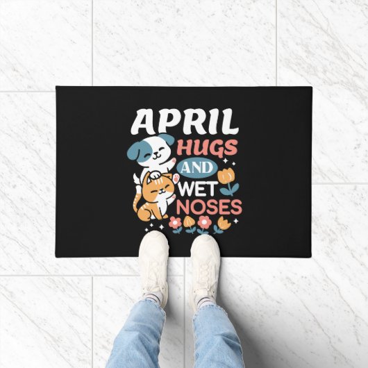 Knuffels, natte neuzen en voorjaarsvibes - speels  deurmat (Binnen)