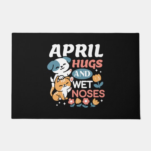 Knuffels, natte neuzen en voorjaarsvibes - speels  deurmat (Voorkant)