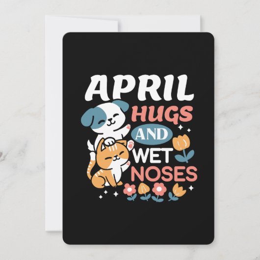 Knuffels, natte neuzen en voorjaarsvibes - speels  feestdagenkaart (Voorkant)