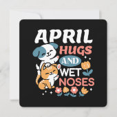 Knuffels, natte neuzen en voorjaarsvibes - speels  feestdagenkaart (Voorkant)