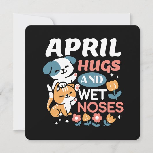 Knuffels, natte neuzen en voorjaarsvibes - speels  feestdagenkaart (Voorkant)