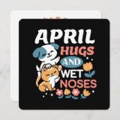 Knuffels, natte neuzen en voorjaarsvibes - speels  feestdagenkaart (Voorkant / Achterkant)