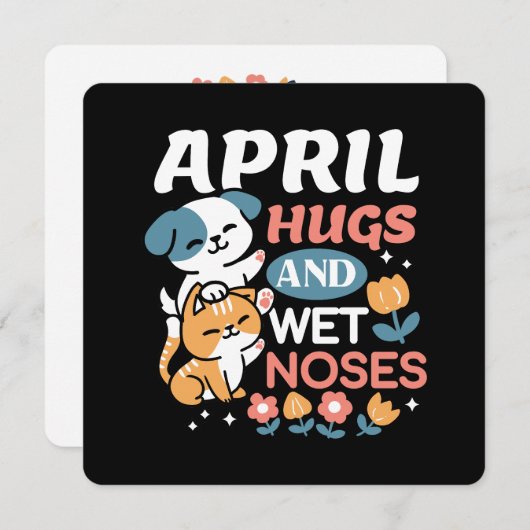 Knuffels, natte neuzen en voorjaarsvibes - speels  feestdagenkaart (Voorkant / Achterkant)