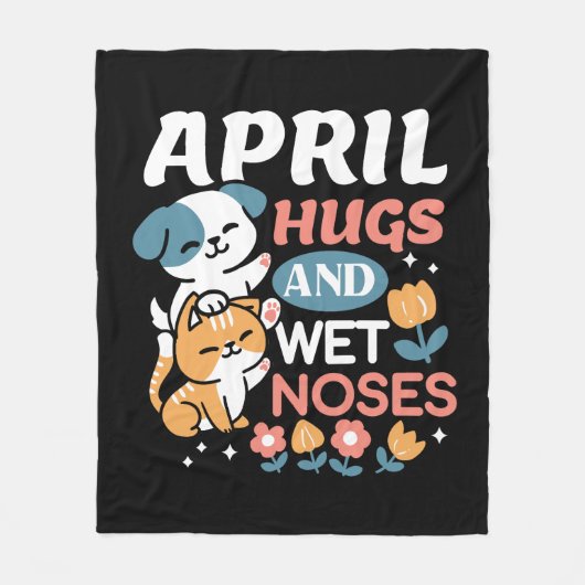 Knuffels, natte neuzen en voorjaarsvibes - speels fleece deken (Voorkant)