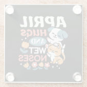 Knuffels, natte neuzen en voorjaarsvibes - speels  glazen onderzetter (Achterkant)