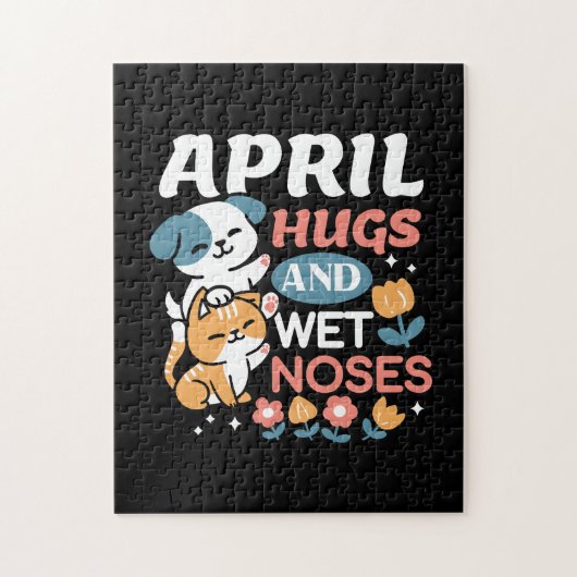 Knuffels, natte neuzen en voorjaarsvibes - speels legpuzzel (Verticaal)