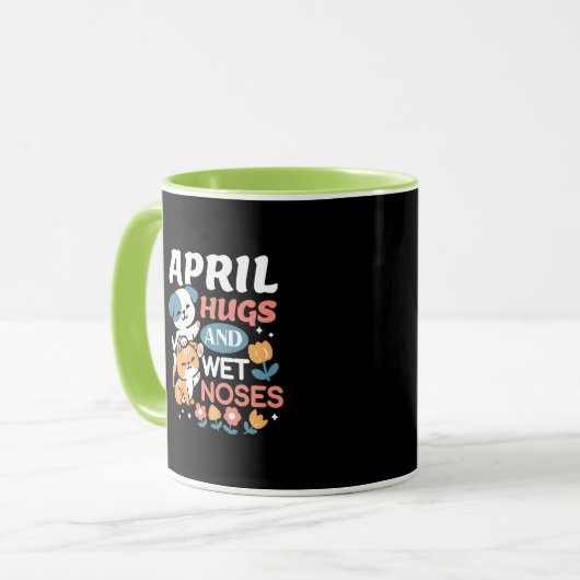 Knuffels, natte neuzen en voorjaarsvibes - speels  mok (Voorkant links)