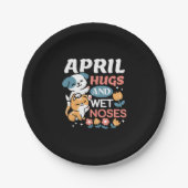 Knuffels, natte neuzen en voorjaarsvibes - speels papieren bordje (Voorkant)