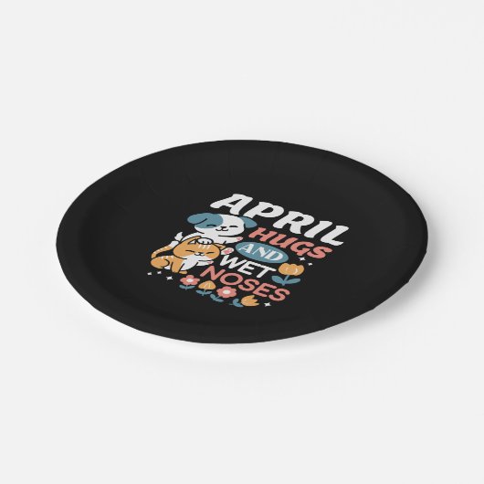 Knuffels, natte neuzen en voorjaarsvibes - speels papieren bordje (Gekanteld)