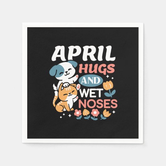 Knuffels, natte neuzen en voorjaarsvibes - speels  servet (Voorkant)