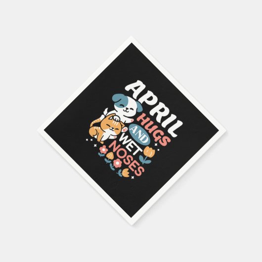 Knuffels, natte neuzen en voorjaarsvibes - speels  servet (Hoek)
