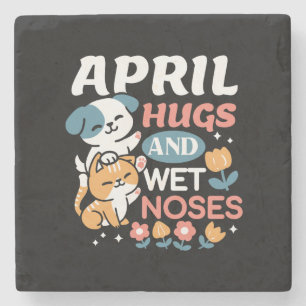 Knuffels, natte neuzen en voorjaarsvibes - speels  stenen onderzetter