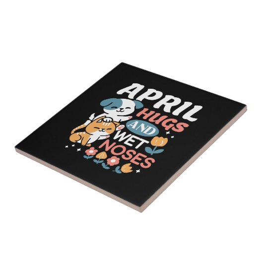 Knuffels, natte neuzen en voorjaarsvibes - speels  tegeltje (Zijkant)