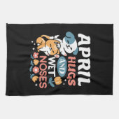 Knuffels, natte neuzen en voorjaarsvibes - speels  theedoek (Horizontaal)