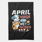 Knuffels, natte neuzen en voorjaarsvibes - speels  theedoek (Verticaal)